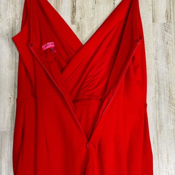 Betsey Johnson Wrap-Like Flame Red Sleeveless Midi Sheath Dress Plus Size 14 - Picture 10 of 11